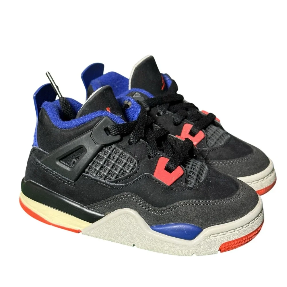 Nike Air Jordan 4 Retro Rare Air Black‎ Grey Blue Red IB4387-003 Toddler 8C